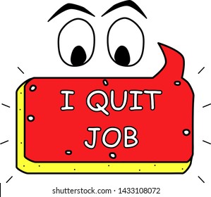 I Quit Job Icon, Poster. Color Element Logo Illustration, Badge. Outline Object. Web Sticker, Banner. Cartoon Eyes