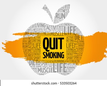 Quit Smoking apple word cloud, health concept