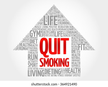 Quit Smoking arrow word cloud, health concept