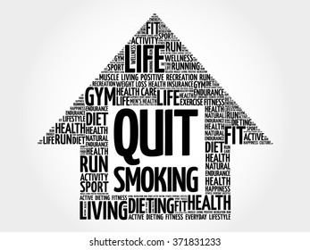 Quit Smoking arrow word cloud, health concept