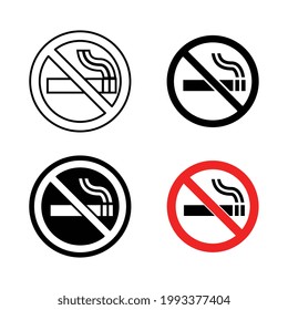 Quit smoking ban element. Stop smoke sign. World no tobacco day. Say no to cigarette. No smoking prohibit symbol, warning sign icon.Vector illustration. Design on white background. EPS 10