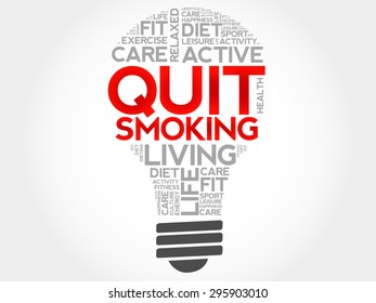 Quit Smoking bulb word cloud, health concept