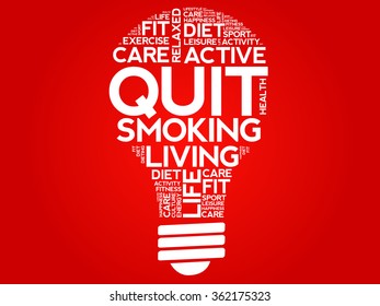 Quit Smoking bulb word cloud, health concept
