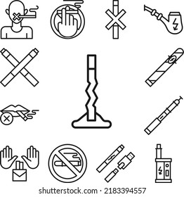 Quit smoking, cigarette butt icon in a collection with other items