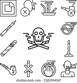 Quit smoking, cigarette icon in a collection with other items