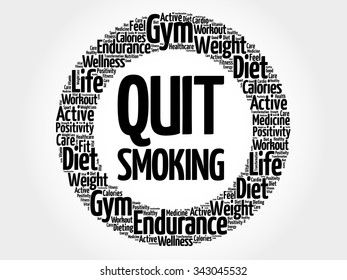 Quit Smoking circle word cloud, health concept