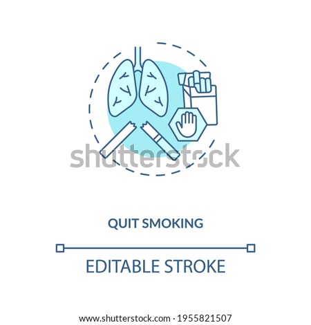 Quit smoking concept icon. Eye health tips. Fighting with bad habits that kill body organs proper functionality idea thin line illustration. Vector isolated outline RGB color drawing. Editable stroke