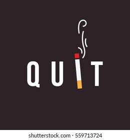 Quit Smoking Concept. Minimal Flat Vector Illustration Of Burning Cigarette. Eps 10