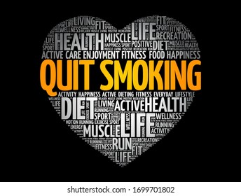 Quit Smoking heart word cloud, health concept background