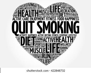 Quit Smoking heart word cloud, fitness, sport, health concept