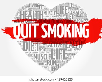 Quit Smoking heart word cloud, fitness, sport, health concept