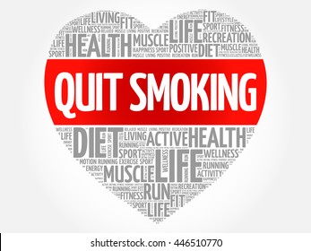 Quit Smoking heart word cloud, fitness, sport, health concept