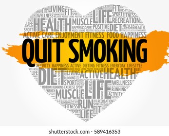 Quit Smoking heart word cloud, fitness, sport, health concept