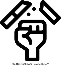 Deje de fumar icono. Diseño De Estilo Lineal Delgado Aislado Sobre Fondo Blanco
