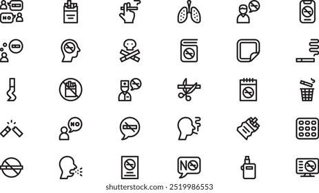 Quit smoking icons High-Quality Vector Icons Collection with Editable Stroke. Ideal for Professional and Creative Projects.