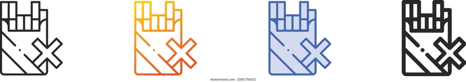 quit smoking icon.Thin Linear, Gradient, Blue Stroke and bold Style Design Isolated On White Background