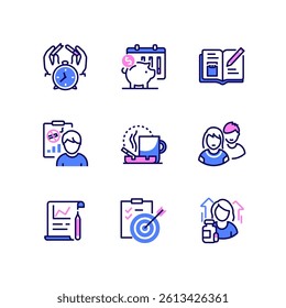 Quit smoking - modern line design style icons set