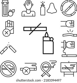 Quit smoking, no smoking icon in a collection with other items