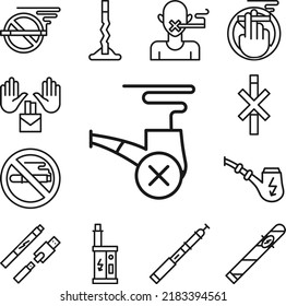 Dejar de fumar, fumar icono de canalización en una colección con otros artículos