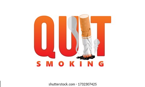 quit smoking. stop smoking tobacco simple big text typography clan concept vector illustration