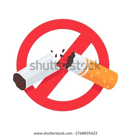 Quit Smoking Symbol Broken Cigarette Inside Red Prohibition Sign No Tobacco Consumption