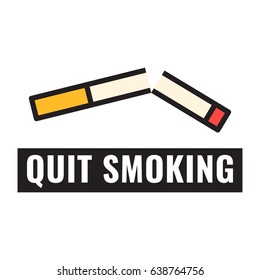 Quit smoking. Vector icon broken cigarette illustration on white background.