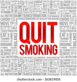 Quit Smoking word cloud background, health concept