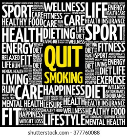 Quit Smoking word cloud background, health concept