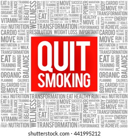 Quit Smoking word cloud background, health concept