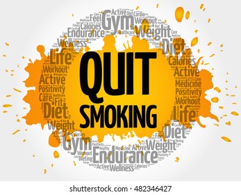 Quit Smoking word cloud collage, health concept background