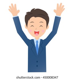 Quite pleased businessman, male company employee of illustration material