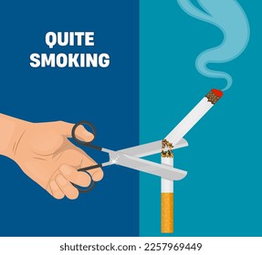 Quite smoking banner, poster vector illustration.