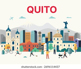 Quito Cityscape, flache Vektorgrafik