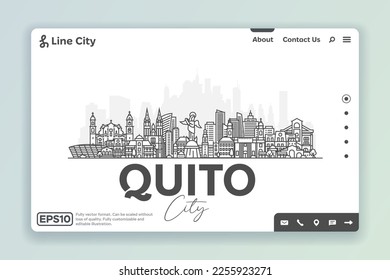 Quito, Ecuador architecture line skyline illustration. Linear vector cityscape with famous landmarks, city sights, design icons. Landscape with editable strokes.