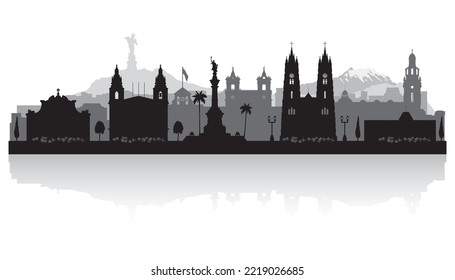 Quito Ecuador city skyline vector silhouette illustration