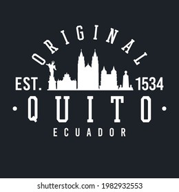 Quito, Ecuador Skyline Original. A Logotype Sports College and University Style. Illustration Design Vector City.
