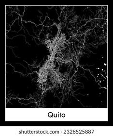 Quito Ecuador South America City map black white vector illustration