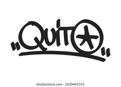 Quito graffiti tag in bold black lettering on white background. Clean urban style, ideal for Ecuadorian city vibes, culture, and creative street art projects.