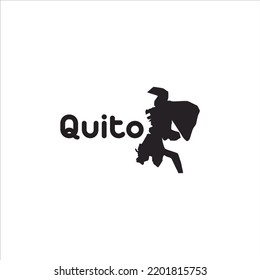 Quito map and black lettering design on white background