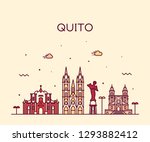 Quito skyline, Ecuador. Trendy vector illustration, linear style