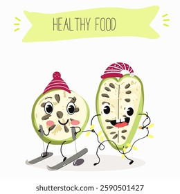 Quitoense, naranjila, naranhillah, naranhilla
fruit cute funny cheerful characters with different activities.Natural vitamin antioxidant detox food collection. Vector hand drawn illistration.