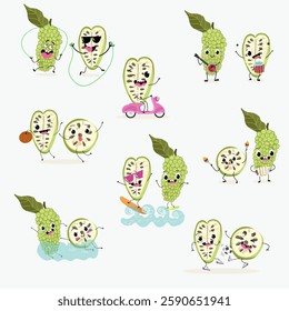 Quitoense, naranjila, naranhillah, naranhilla
fruit cute funny cheerful characters with different activities.Natural vitamin antioxidant detox food collection. Vector hand drawn illistration.