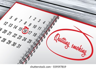 Quitting Smoking Day mark on calendar vector illustration