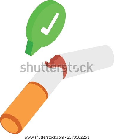 Quitting Smoking isometric Concept, cigarettes Avoidance Vector color icon Design, No Tobacco day Symbol, Quit smoking Sign, Cigarette or Smoker Stock Illustration