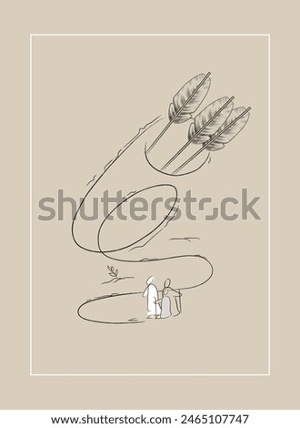 Quiver of arrows atmospheric concept in flat cartoon design. This artwork depicts a bow and quiver with arrows in a simple modern style that is a metaphor for a Christian legend. Vector illustration.