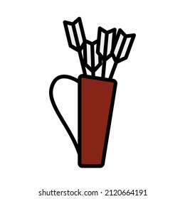 Quiver With Arrows Icon. Editable Bold Outline With Color Fill Design. Vector Illustration.