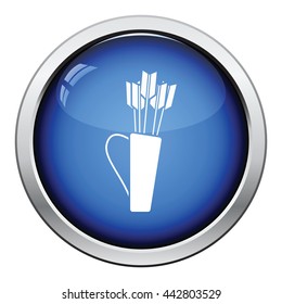 Quiver with arrows icon. Glossy button design. Vector illustration.