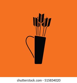 Quiver with arrows icon. Orange background with black. Vector illustration.