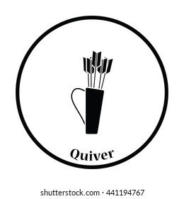 Quiver with arrows icon. Thin circle design. Vector illustration.