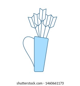 Icono De Silencio Con Flechas. Línea Delgada Con Diseño De Relleno Azul. Ilustración vectorial.